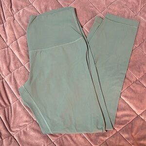 Lululemon Green Ribbed High-Waisted Leggings